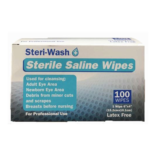 Steri-Wash®Sterile Saline Wipes -Box of 100 (Wholesale)